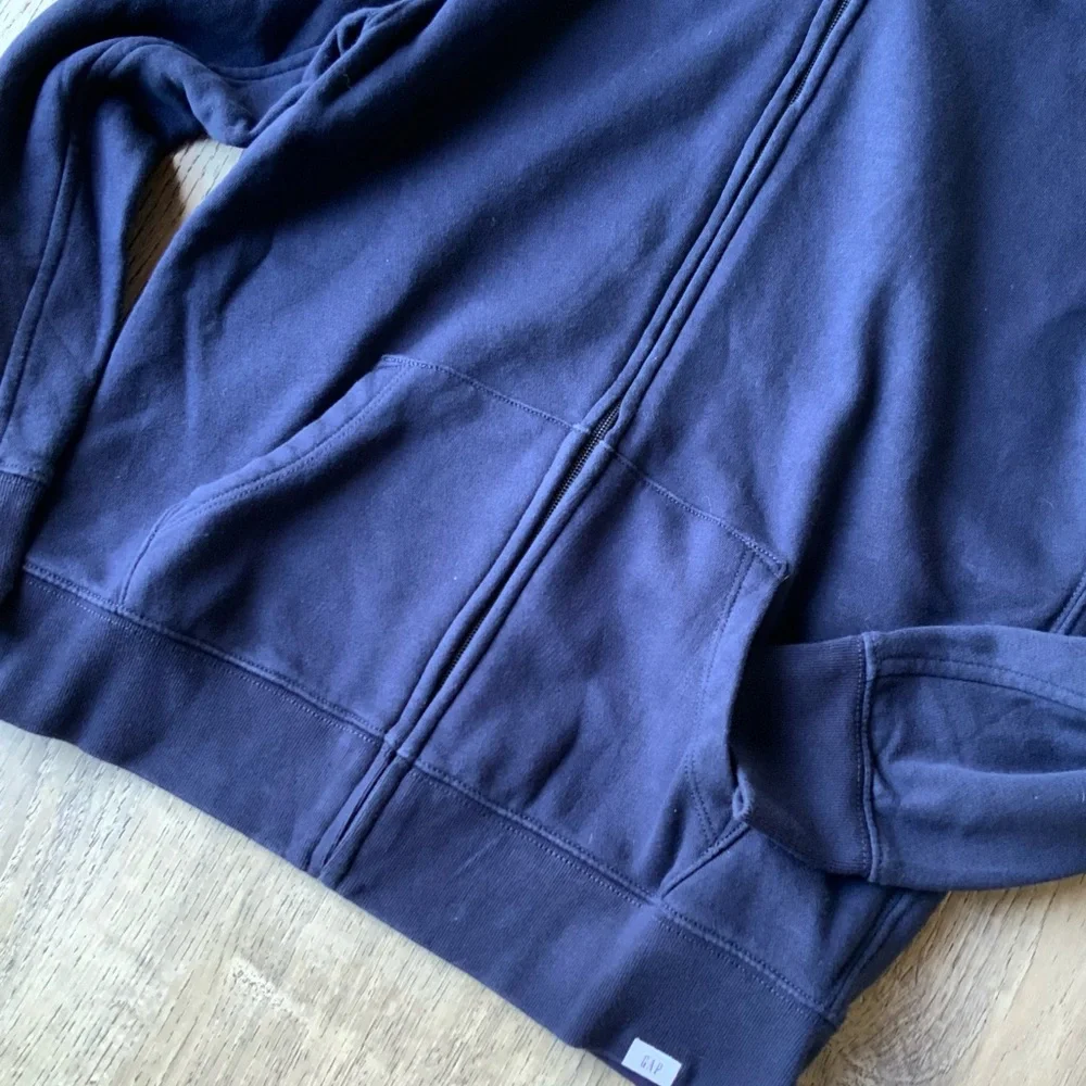 GAP Navy Zipper Up Hoodie Kids Large (10)